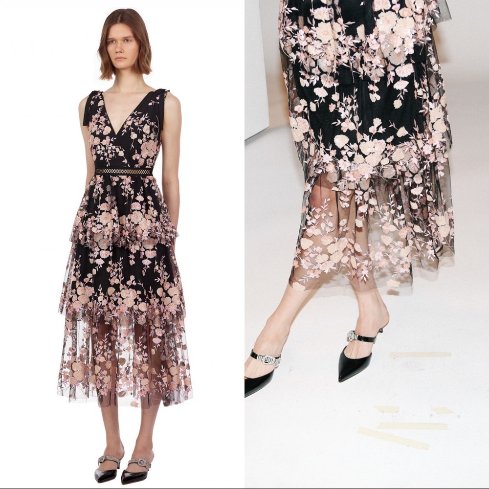 Self Portrait Sleeveless Midnight Floral Dress - Picture 2 of 13